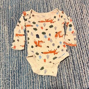 Fox Print Long Sleeve Baby Onesie